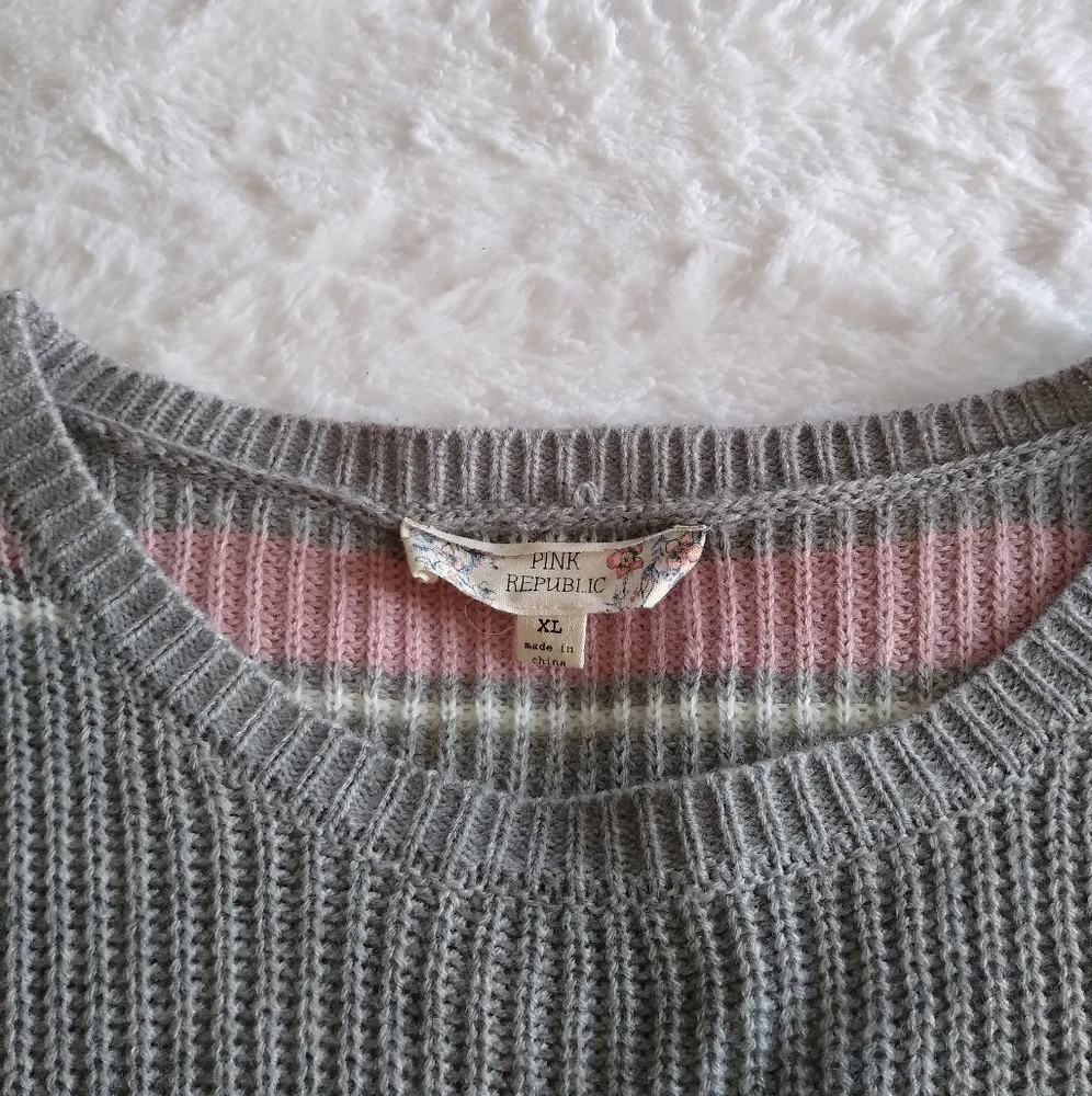 Pink Republic Striped Tie Front Sweater